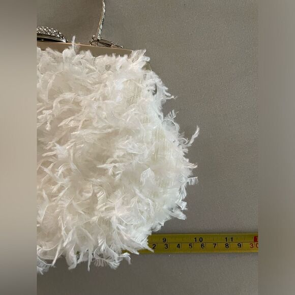 White Faux Feather Evening Bag - Picture 10 of 12